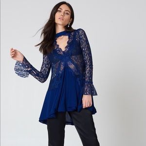 NWOT Free People royal blue Tell Tale Heart tunic